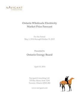 Ontario Wholesale Electricity Market Price Forecast