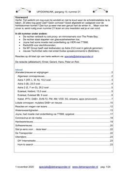 UP/DOWNLINK, Jaargang 10, Nummer 21