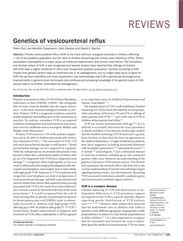 Genetics of Vesicoureteral Reflux Prem Puri, Jan-Hendrik Gosemann, John Darlow and David E