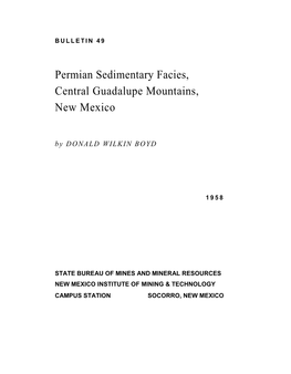 Permian Sedimentary Facies, Central Guadalupe Mountains, New Mexico