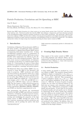 Particle Production, Correlations and Jet Quenching at RHIC