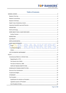 Table of Contents GENERAL SCIENCE