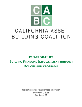 Impact Matters: Building Financial Empowerment Through Policies and Programs