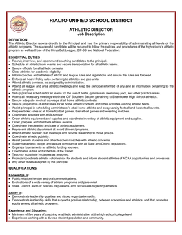 ATHLETIC DIRECTOR Job Description