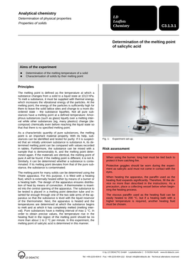 C3.1.3.1 Determination of the Melting Point of Salicylic Acid