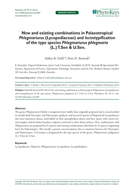 Lycopodiaceae) 33 Doi: 10.3897/Phytokeys.20.4007 Research Article Launched to Accelerate Biodiversity Research