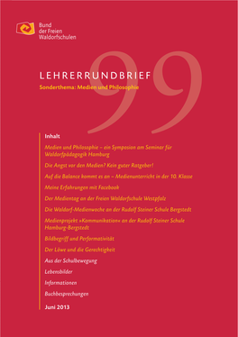 LEHRERRUNDBRIEF Sonderthema: Medien Und Philosophie