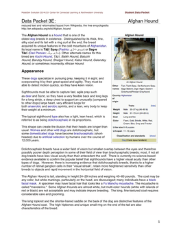 Afghan Hound Reduced Text and Reformatted Layout from Wikipedia, the Free Encyclopedia