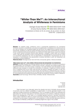 “Whiter Than Me?”: an Intersectional Analysis of Whiteness in Feminisms