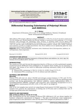 Differential Scanning Calorimetry of Polyvinyl Nitrate and Additives