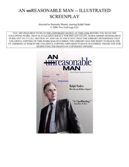 AN Unreasonable MAN -- ILLUSTRATED SCREENPLAY