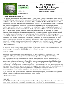 August 2010 Newsletter