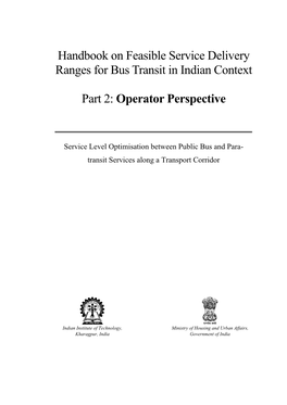 Handbook on Feasible Service Delivery Ranges for Bus Transit in Indian Context