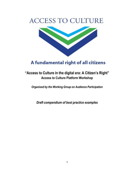 “Access to Culture in the Digital Era: a Citizen's Right”