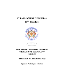 1 Parliament Parliament of Bhutan 10 Session