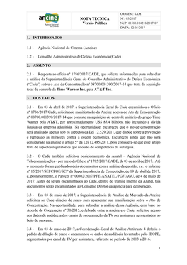 NOTA TÉCNICA Versão Pública 1. INTERESSADOS