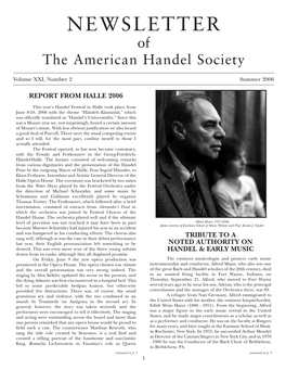 NEWSLETTER of the American Handel Society