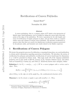 Rectifications of Convex Polyhedra Arxiv:1604.00580V1 [Math.MG]