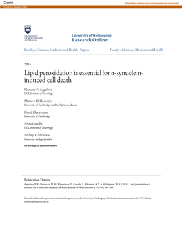 Lipid Peroxidation Is Essential for Α-Synuclein-Induced Cell Death