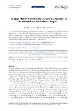 The Spider Family Selenopidae (Arachnida, Araneae) in Australasia and the Oriental Region