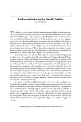 Confessionalization and the Creedal Tradition Lincoln Mullen