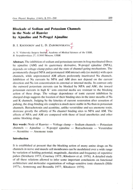 Blockade of Sodium and Potassium Channels in the Node of Ranvier by Ajmaline and N-Propyl Ajmaline