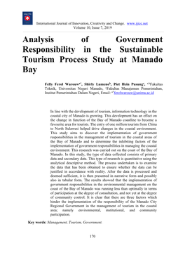 Analysis of Government Responsibility in the Sustainable Tourism Process Study at Manado Bay
