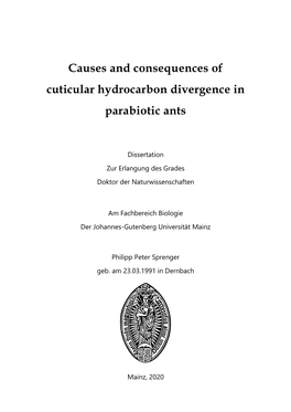 Causes and Consequences of Cuticular Hydrocarbon Divergence in Parabiotic Ants