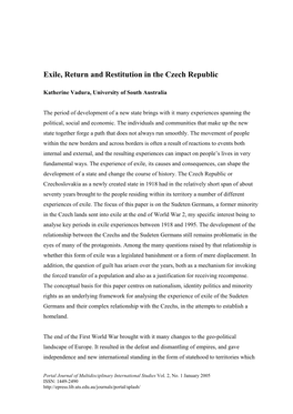 Exile, Return and Restitution in the Czech Republic