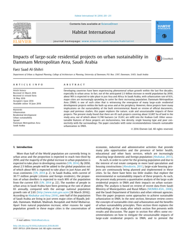 Impacts of Large-Scale Residential Projects on Urban Sustainability in Dammam Metropolitan Area, Saudi Arabia