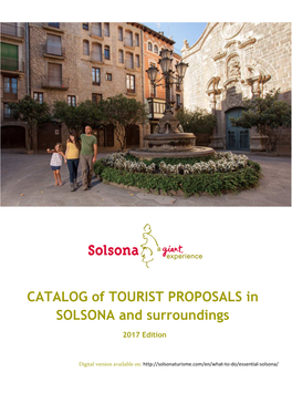 CATALOG of TOURIST PROPOSALS in SOLSONA and Surroundings