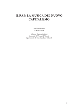 Il Rap: La Musica Del Nuovo Capitalismo