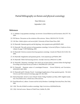 Partial Bibliography on Theism and Physical Cosmology