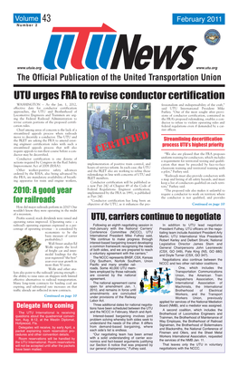 UTU News Aarroouunndd Tthhee UUTTUU Local 168, Chicago, Ill