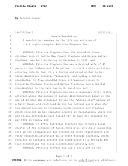 2012 (NP) SR 2138 by Senator Joyner 18-03725A-12 20122138__ Page 1 of 3 CODING: Words Stricken Are Deletions