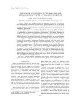 Widespread Association of the Invasive Ant Solenopsis Invicta with an Invasive Mealybug