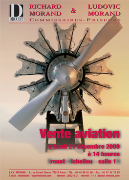 Vente Aviation Le Lundi 21 Décembre 2009 À 14 Heures �Rouot��Ichelieu � Salle 1