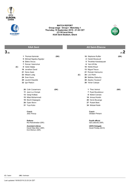 KAA Gent AS Saintétienne