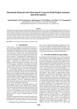 Phonetically Balanced Code-Mixed Speech Corpus for Hindi-English Automatic Speech Recognition