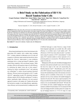 A Brief Study on the Fabrication of III-V/Si Based Tandem Solar Cells