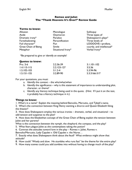 R and J Test Review