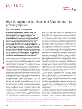 High-Throughput Determination of RNA Structure by Proximity Ligation