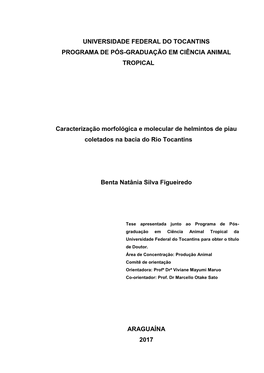 Universidade Federal Do Tocantins Programa De Pós-Graduação Em Ciência Animal Tropical