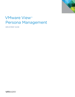 Vmware View Persona Management Deployment Guide