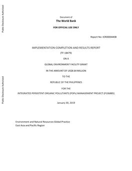 Document of the World Bank