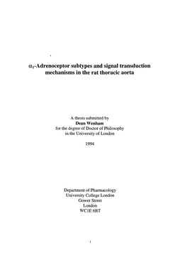 Α1-Adrenoceptor Subtypes and Signal Transduction Mechanisms in the Rat