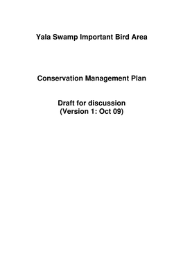 Yala Swamp Important Bird Area Conservation Management Plan