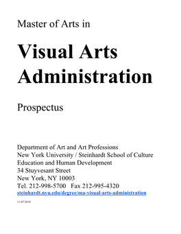 Master of Arts in Prospectus