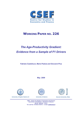 The Age-Productivity Gradient: Evidence from a Sample of F1 Drivers