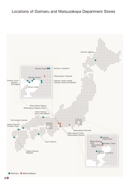 Locations of Daimaru and Matsuzakaya Department Stores